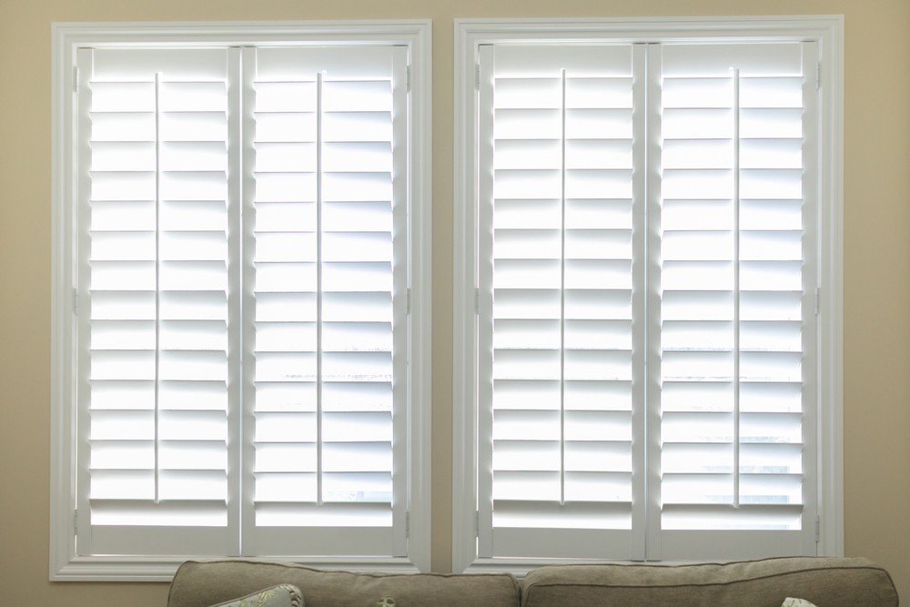 Isolated white wooden shutters
