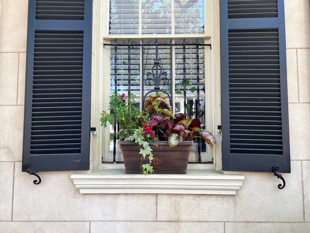 Open Shutters with Planter